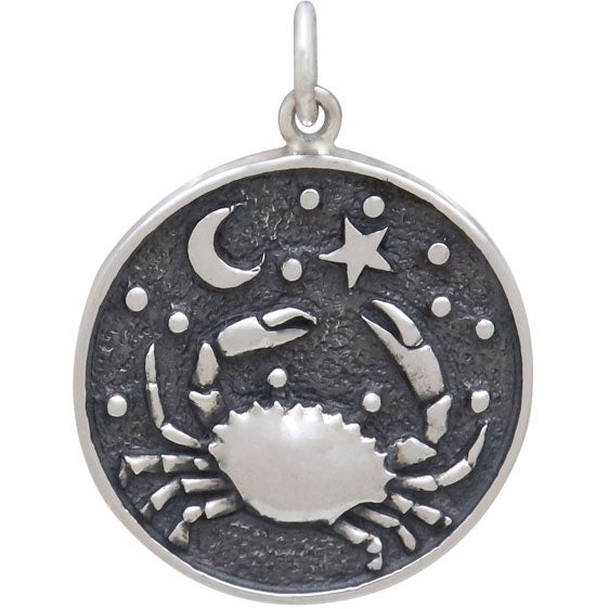 Sterling Silver Astrology Cancer Pendant - Poppies Beads n' More