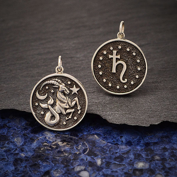 Sterling Silver Astrology Capricorn Pendant - Poppies Beads n' More