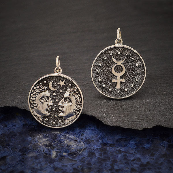 Sterling Silver Astrology Gemini Pendant - Poppies Beads n' More