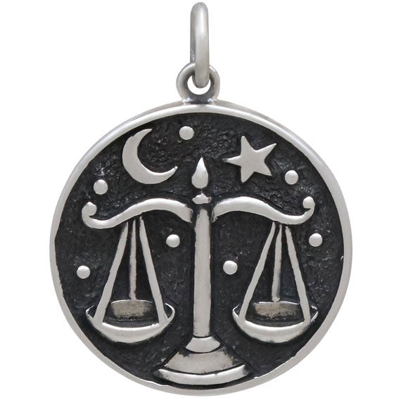 Sterling Silver Astrology Libra Pendant - Poppies Beads n' More