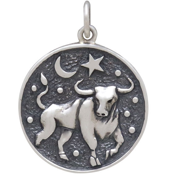 Sterling Silver Astrology Taurus Pendant - Poppies Beads n' More