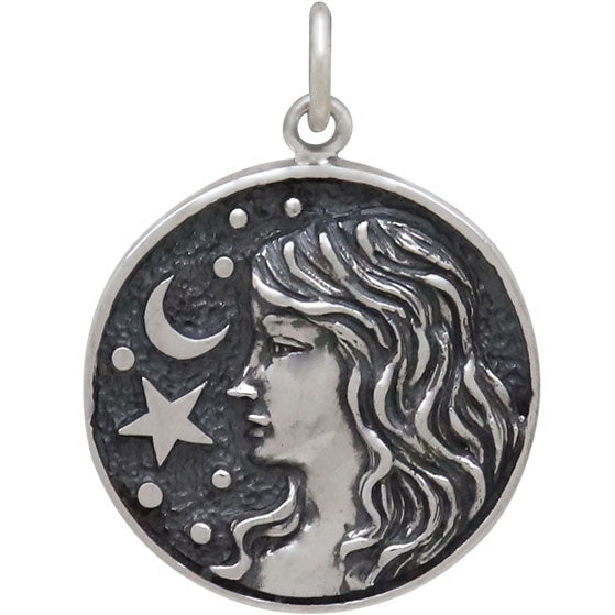 Sterling Silver Astrology Virgo Pendant - Poppies Beads n' More