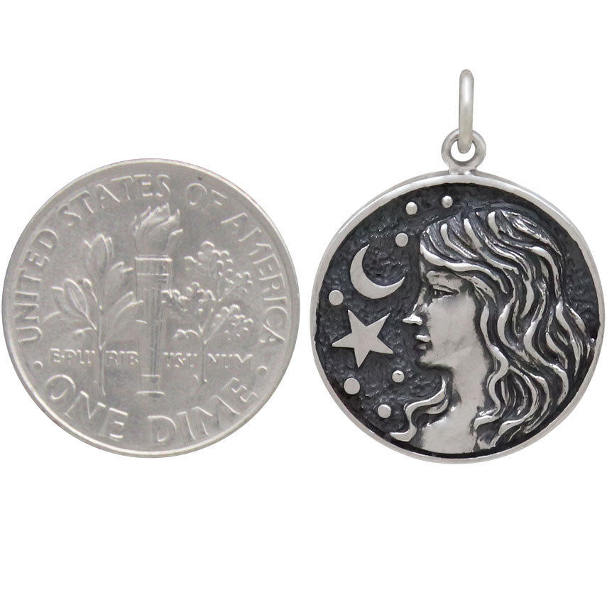 Sterling Silver Astrology Virgo Pendant - Poppies Beads n' More