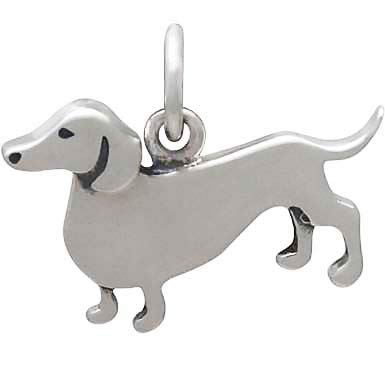 Sterling Silver Dachshund Dog Charm - Poppies Beads n' More