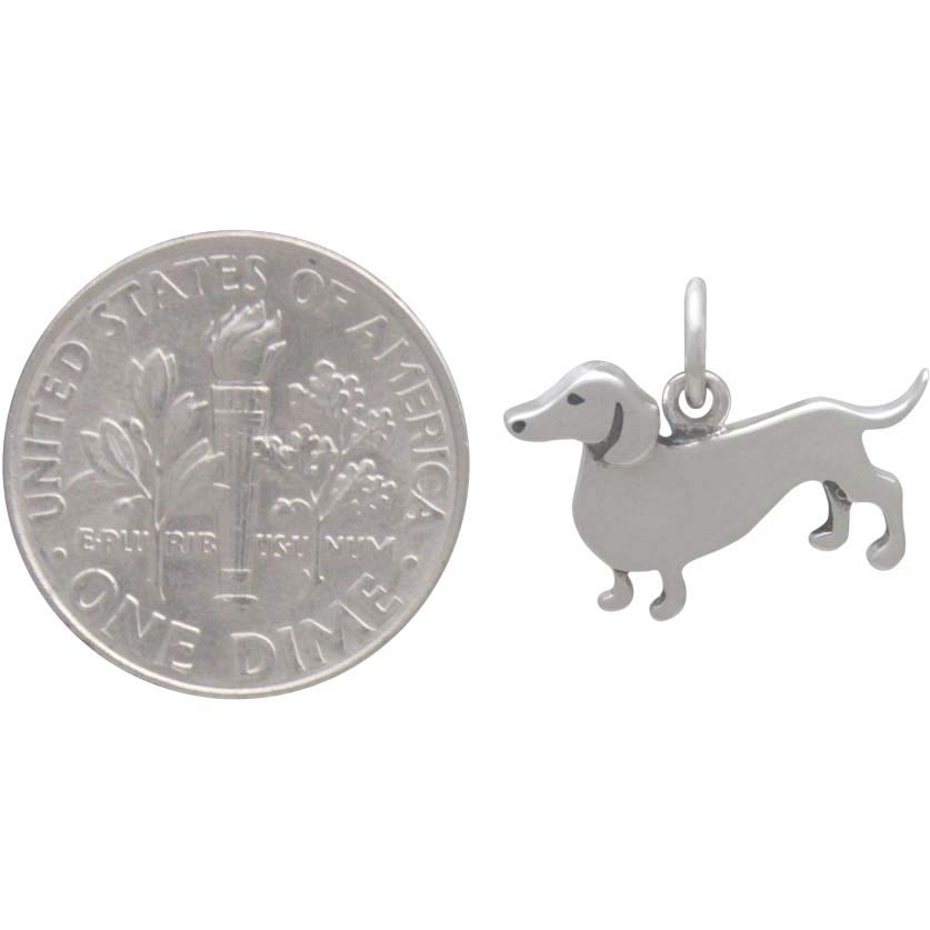 Sterling Silver Dachshund Dog Charm - Poppies Beads n' More