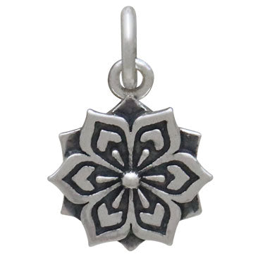 Sterling Silver Flower Mandala Charm - Poppies Beads n' More