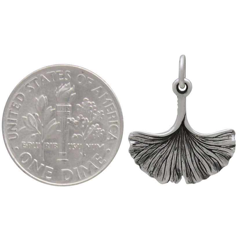 Sterling Silver Ginko Leaf Charm - Poppies Beads n' More