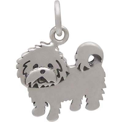 Sterling Silver Maltese Dog Charm - Poppies Beads n' More