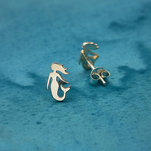 Sterling Silver Mermaid Post Earrings - Poppies Beads n' More