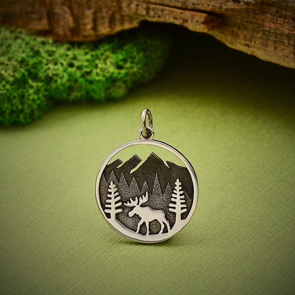 Sterling Silver Moose Charm in Mountain Meadow - Poppies Beads n' More