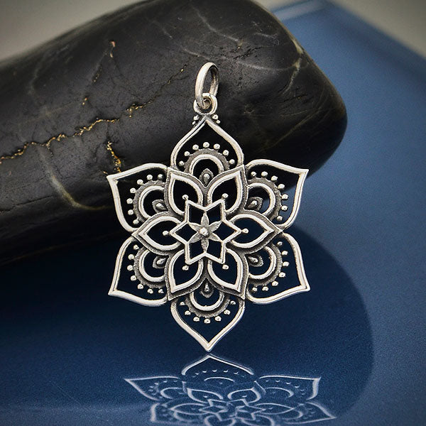 Openwork Lotus Mandala Pendant - Poppies Beads n' More