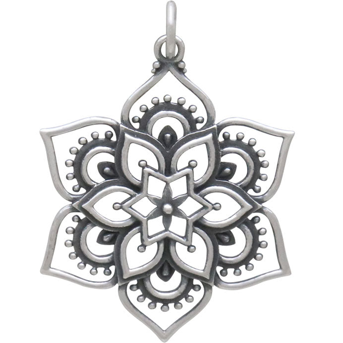 Openwork Lotus Mandala Pendant - Poppies Beads n' More