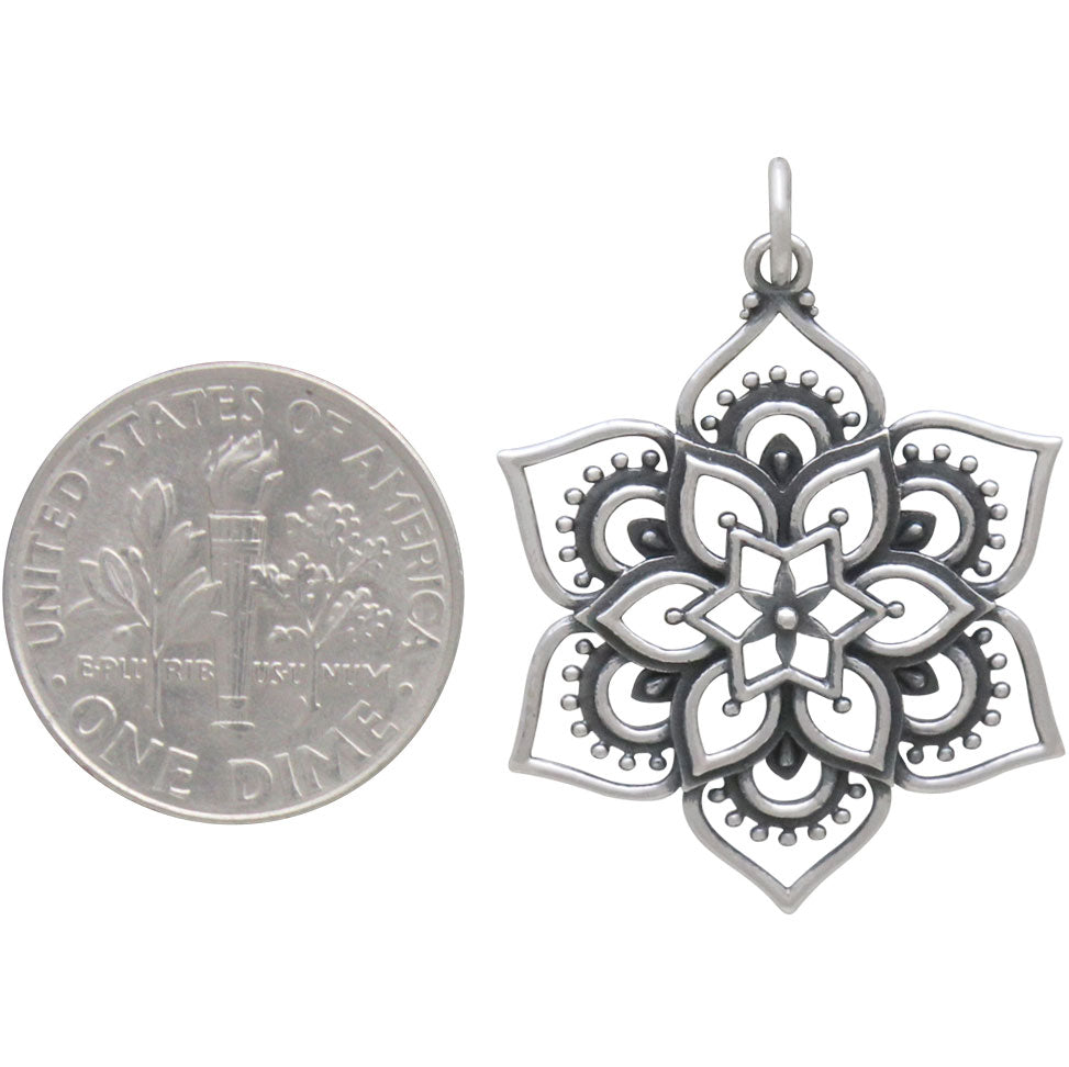 Openwork Lotus Mandala Pendant - Poppies Beads n' More