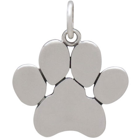 Sterling Silver Paw Print Pendant - Poppies Beads n' More