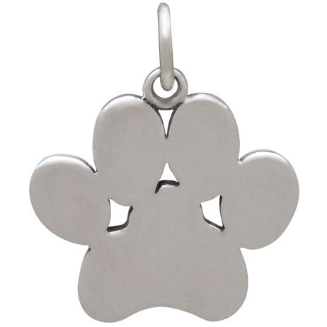 Sterling Silver Paw Print Pendant - Poppies Beads n' More