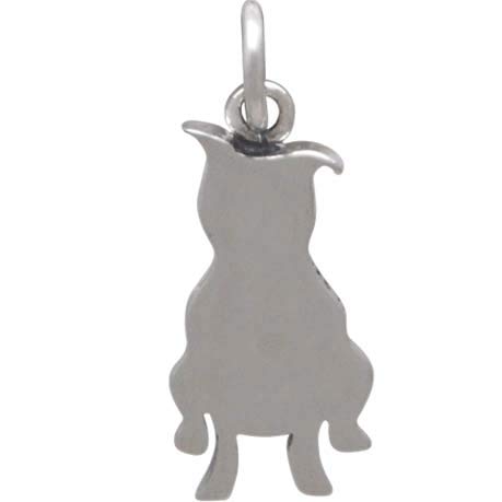 Sterling Silver Pitbull Dog Charm - Poppies Beads n' More