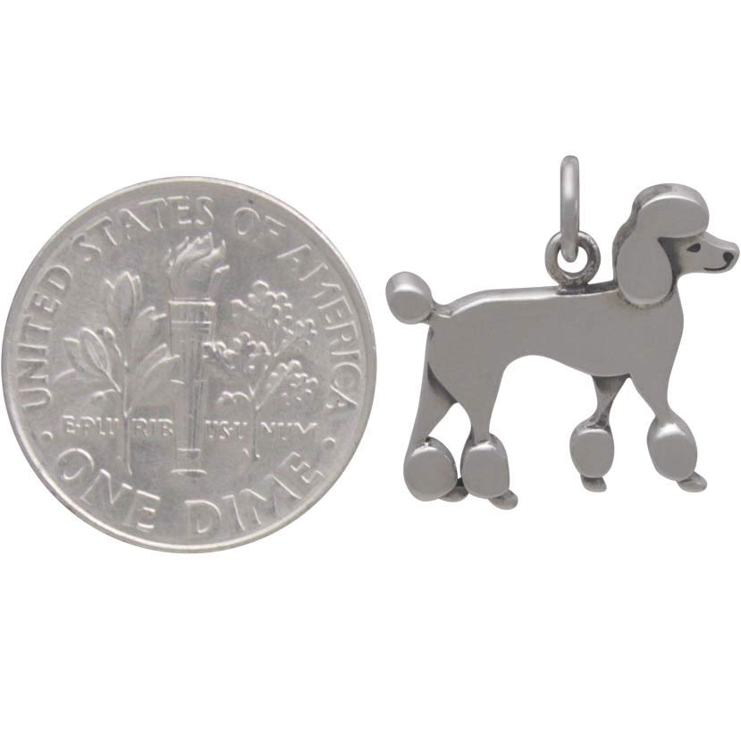 Sterling Silver Poodle Dog Charm - Poppies Beads n' More