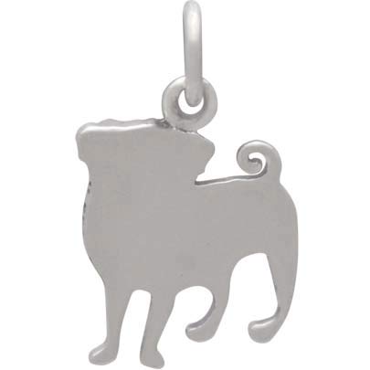 Sterling Silver Pug Dog Charm - Poppies Beads n' More