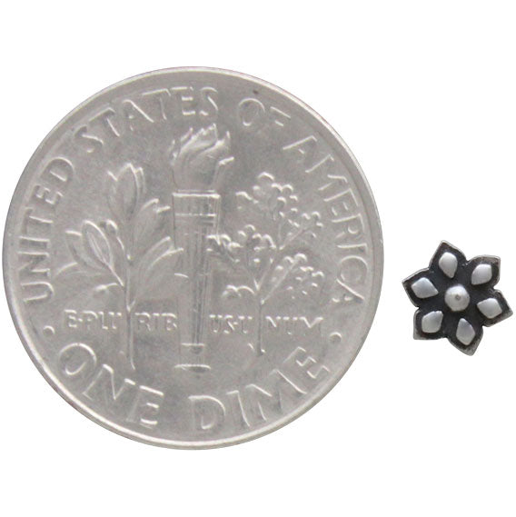 Sterling Silver Tiny Mandala Flower Post Earrings - Poppies Beads n' More