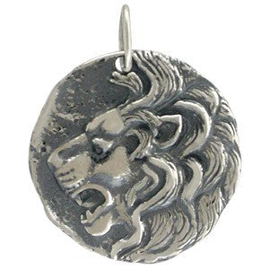 Ancient Coin Charm - Lion Head - Poppies Beads n' More
