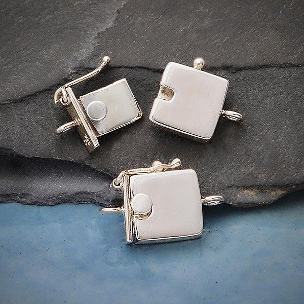 Sterling Silver Box Clasp - Sm Plain One Strand - Poppies Beads n' More
