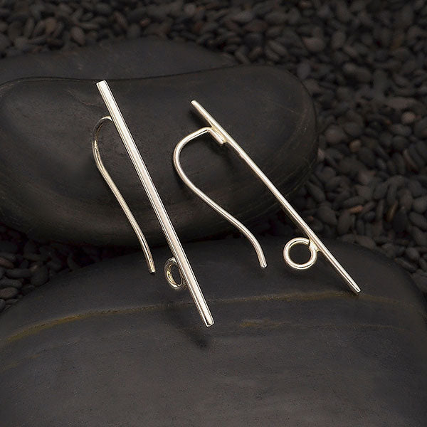 Sterling Silver Center Line Hook Earrings - Poppies Beads n' More