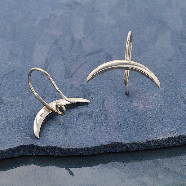 Ear Hooks with Ridged Crescent Moon - Poppies Beads n' More
