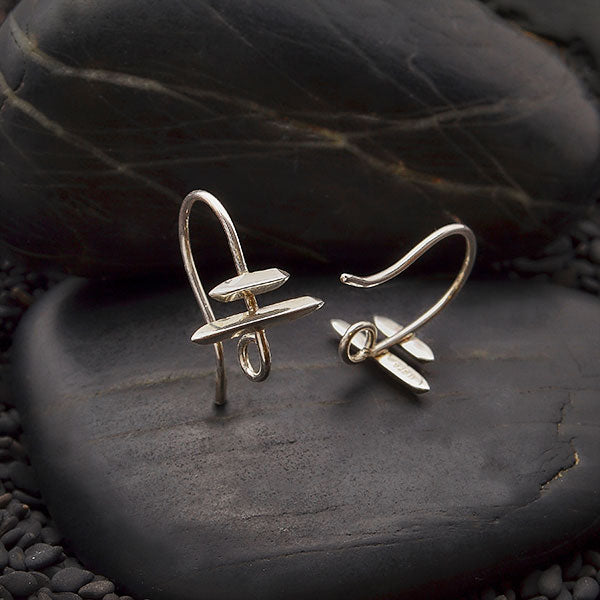 Sterling Silver Earring Hooks with Parallel Bars - Poppies Beads n' More