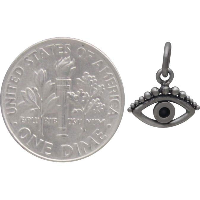 Sterling Silver Evil Eye Charm with Granulation - Poppies Beads n' More