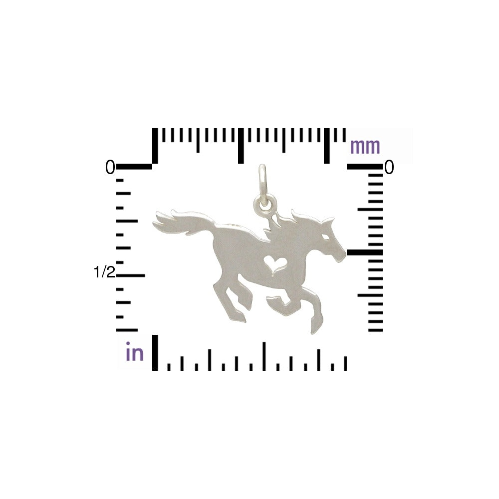 Horse Charm with Heart Cutout - Poppies Beads n' More