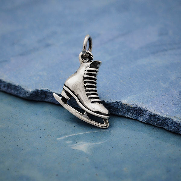 Sterling Silver Ice Skate Charm - Poppies Beads n' More