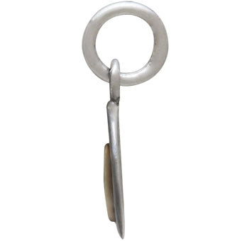 Sterling Silver Oxidized Disk Charm with Bronze Heart - Poppies Beads n' More