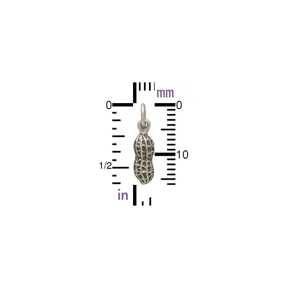 Sterling Silver Peanut Charm - Food Charm - Poppies Beads n' More