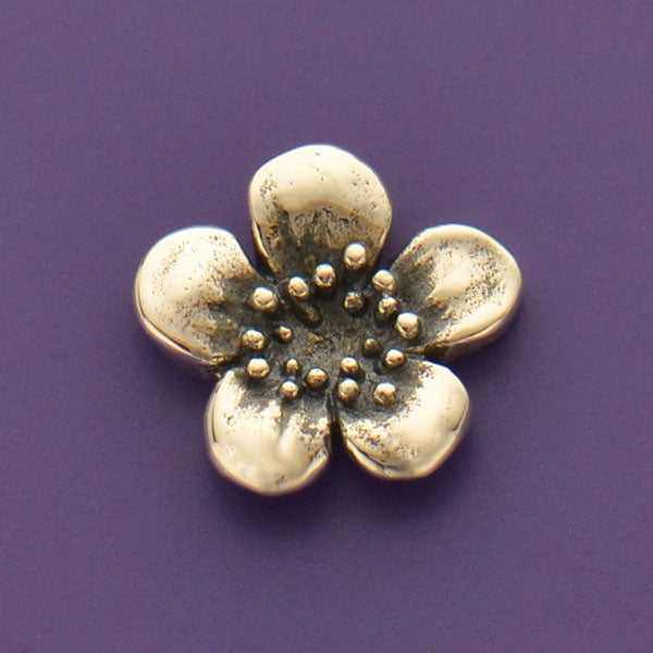 Sterling Silver Plum Blossom Charm Embellishment - Poppies Beads n' More
