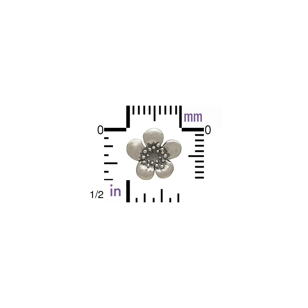 Sterling Silver Plum Blossom Charm Embellishment - Poppies Beads n' More