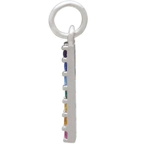 Sterling Silver Rainbow Bar Charm with Nano Gems - Poppies Beads n' More