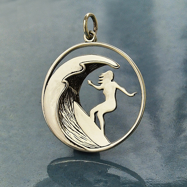 Sterling Silver Surfer Girl Charm - Poppies Beads n' More