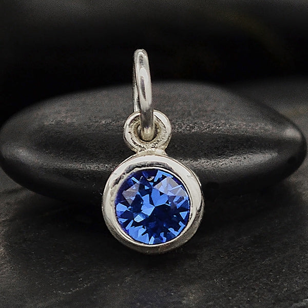 Sterling Silver Swarovski Crystal Birthstone Charms - Poppies Beads n' More
