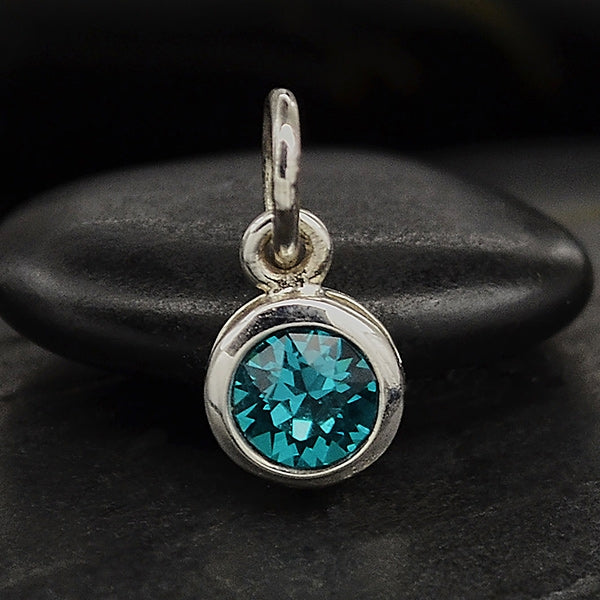 Sterling Silver Swarovski Crystal Birthstone Charms - Poppies Beads n' More