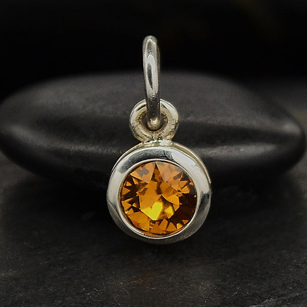 Sterling Silver Swarovski Crystal Birthstone Charms - Poppies Beads n' More