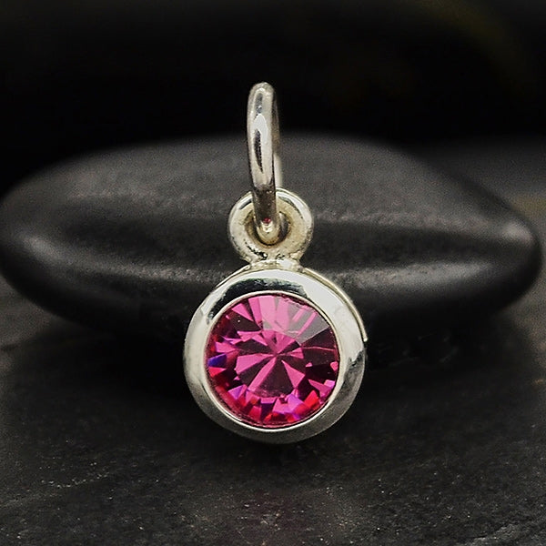 Sterling Silver Swarovski Crystal Birthstone Charms - Poppies Beads n' More