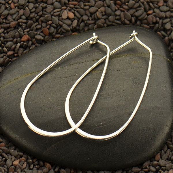 Sterling Silver Teardrop Hoop Earring Finding - Poppies Beads n' More