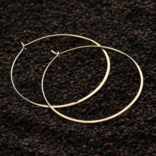 Sterling Silver Half Hammered Circle Hoop Earrings - Poppies Beads n' More