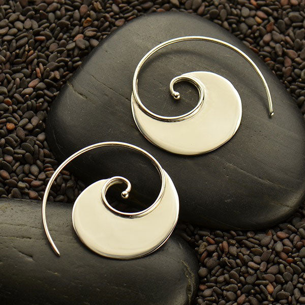 Sterling Silver Wave Hoop Earring - Poppies Beads n' More