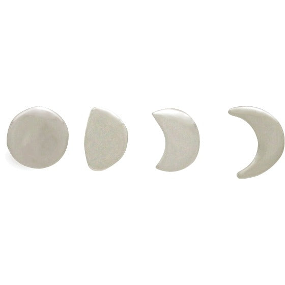 Sterling Silver Moon Phase Post Earring Set - Poppies Beads n' More