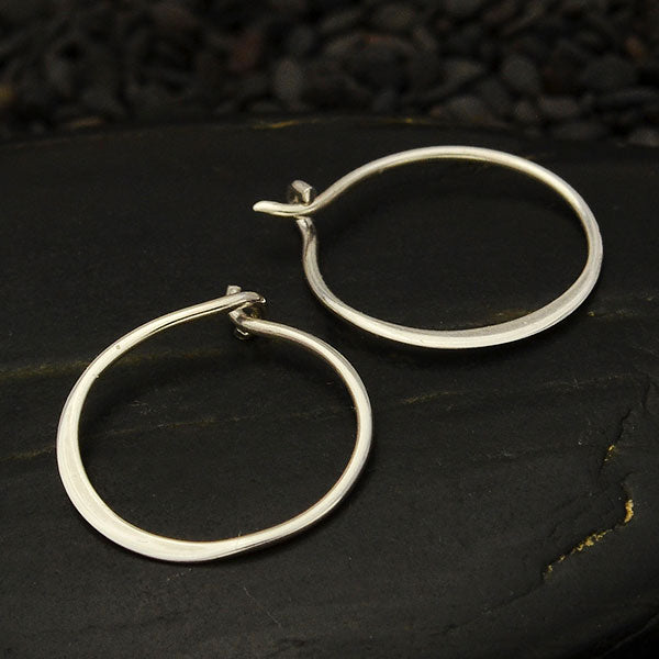 Sterling Silver Half Hammered Circle Hoop Earrings - Poppies Beads n' More