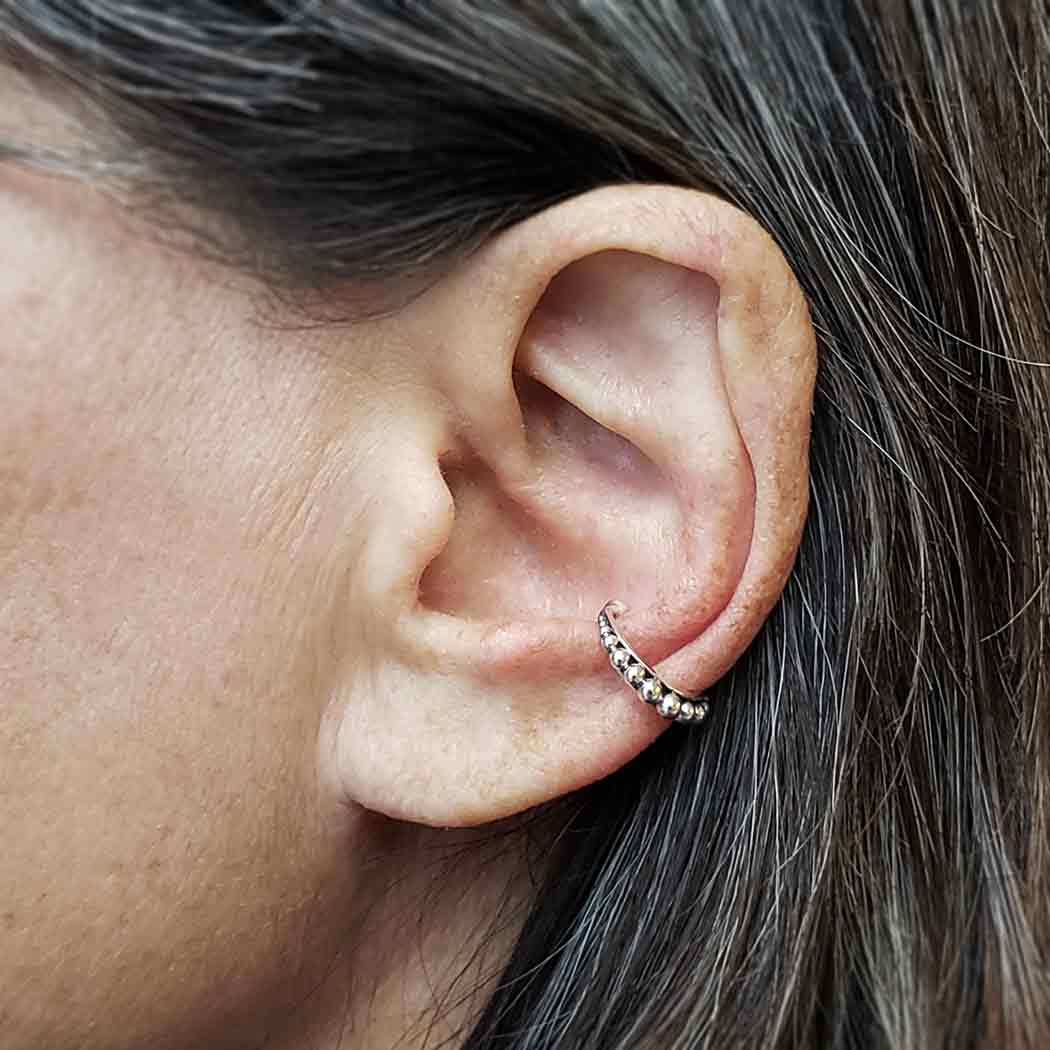 Sterling Silver Ear Cuff with Channel Set Granulation - Poppies Beads n' More