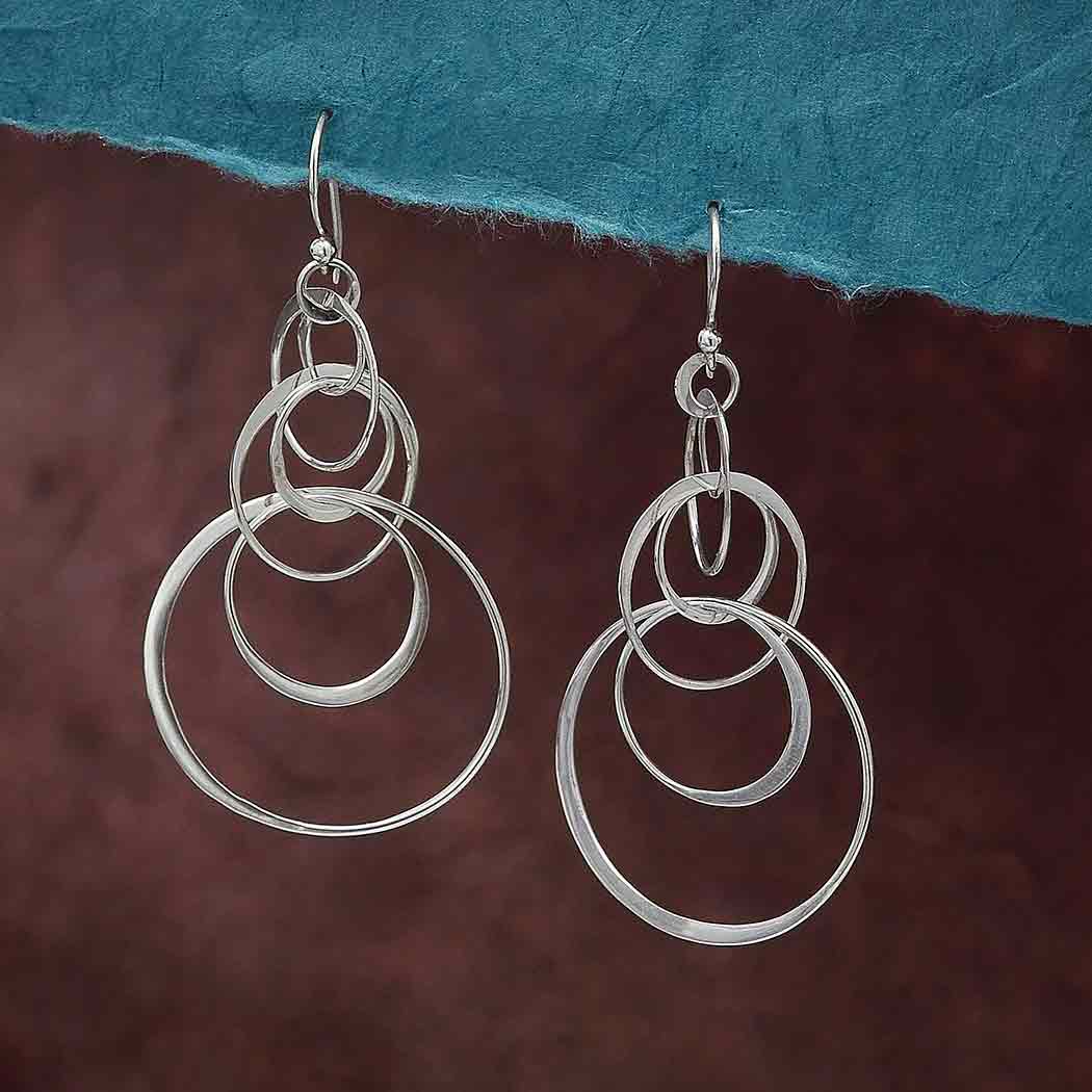 Sterling Silver Seven Floating Circle Earrings - Poppies Beads n' More