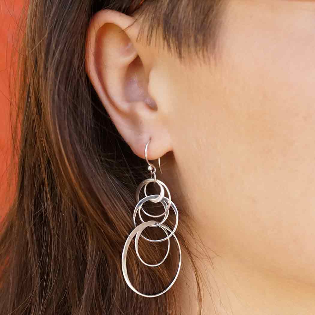 Sterling Silver Seven Floating Circle Earrings - Poppies Beads n' More