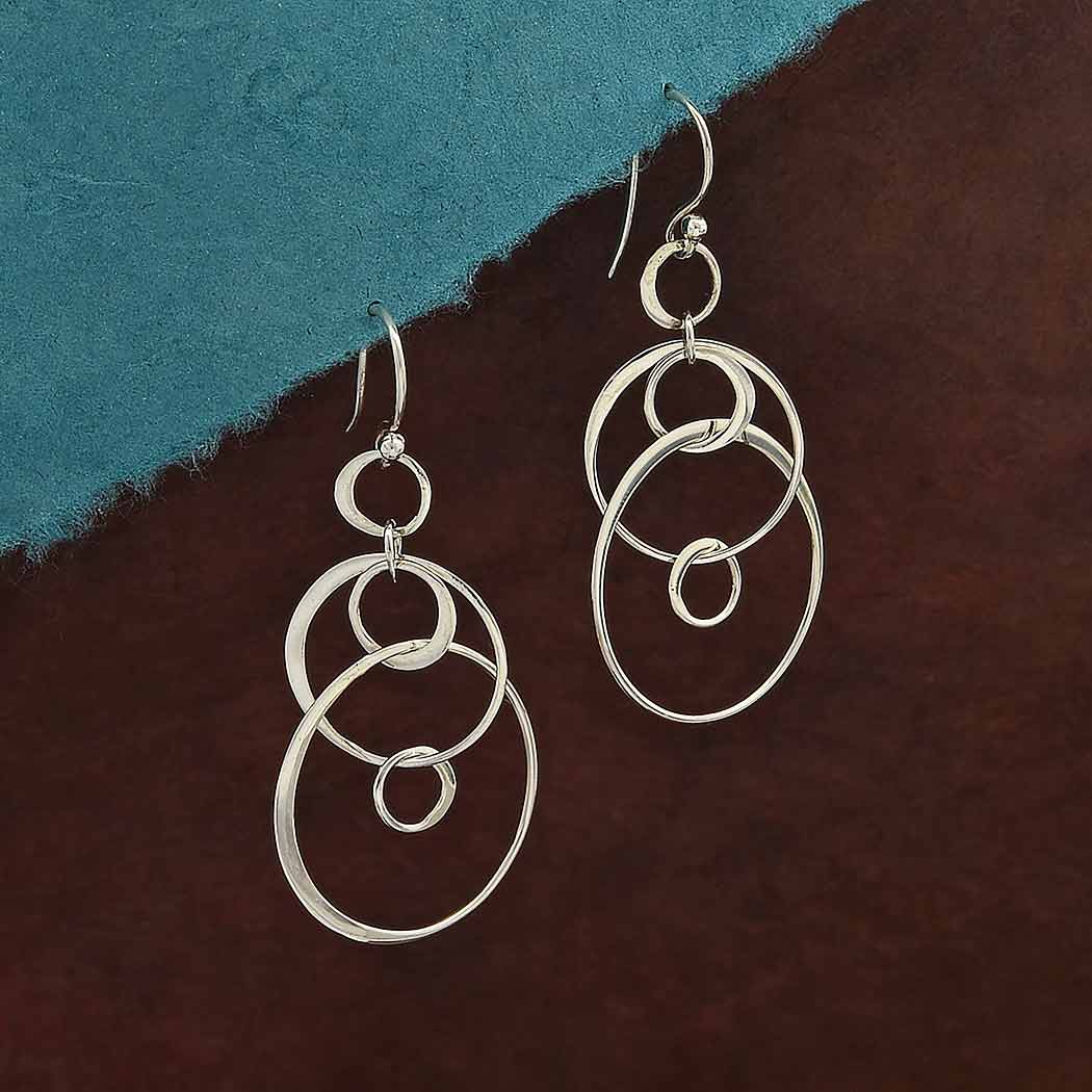 Sterling Silver Six Floating Circles Earrings - Poppies Beads n' More